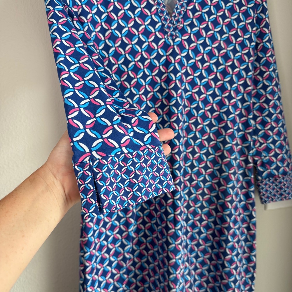 J McLaughlin Catalina Cloth Polo Dress Nautical Print Sz Medium Coastal Resort - Picture 6 of 8